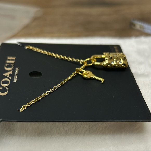 COACH Quilted Padlock Key Necklace - Picture 3 of 7